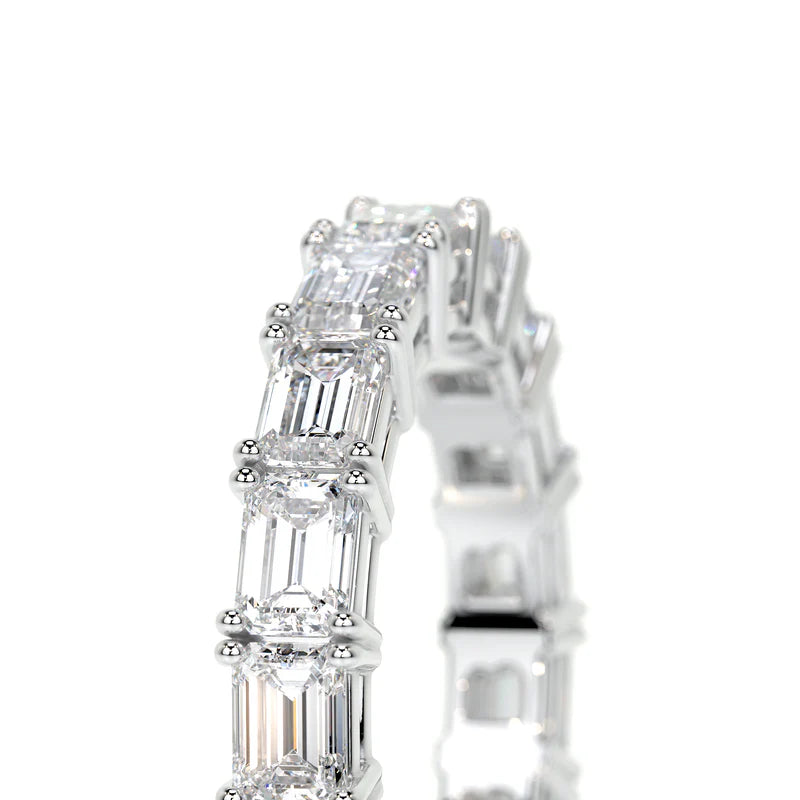 White :: Quenara lab grown diamond eternity band emerald cut elegant bridal ring