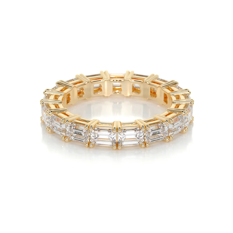 Yellow :: sustainable emerald cut lab grown diamond eternity ring eco friendly jewelry