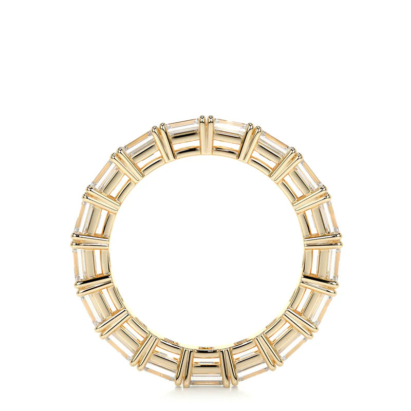 Yellow :: classic emerald cut lab grown diamond eternity band timeless wedding ring