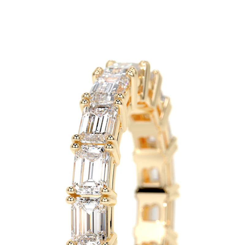Yellow :: handcrafted emerald cut lab grown diamond eternity ring anniversary band