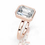 Rose :: Emerald cut bezel lab grown diamond ring step cut modern solitaire