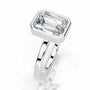 White :: IGI certified emerald lab grown diamond ring bezel solitaire design