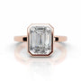 Rose :: Modern emerald bezel lab diamond ring minimalist engagement jewelry