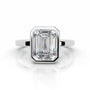 White :: Emerald bezel lab grown diamond engagement ring IGI certified solitaire