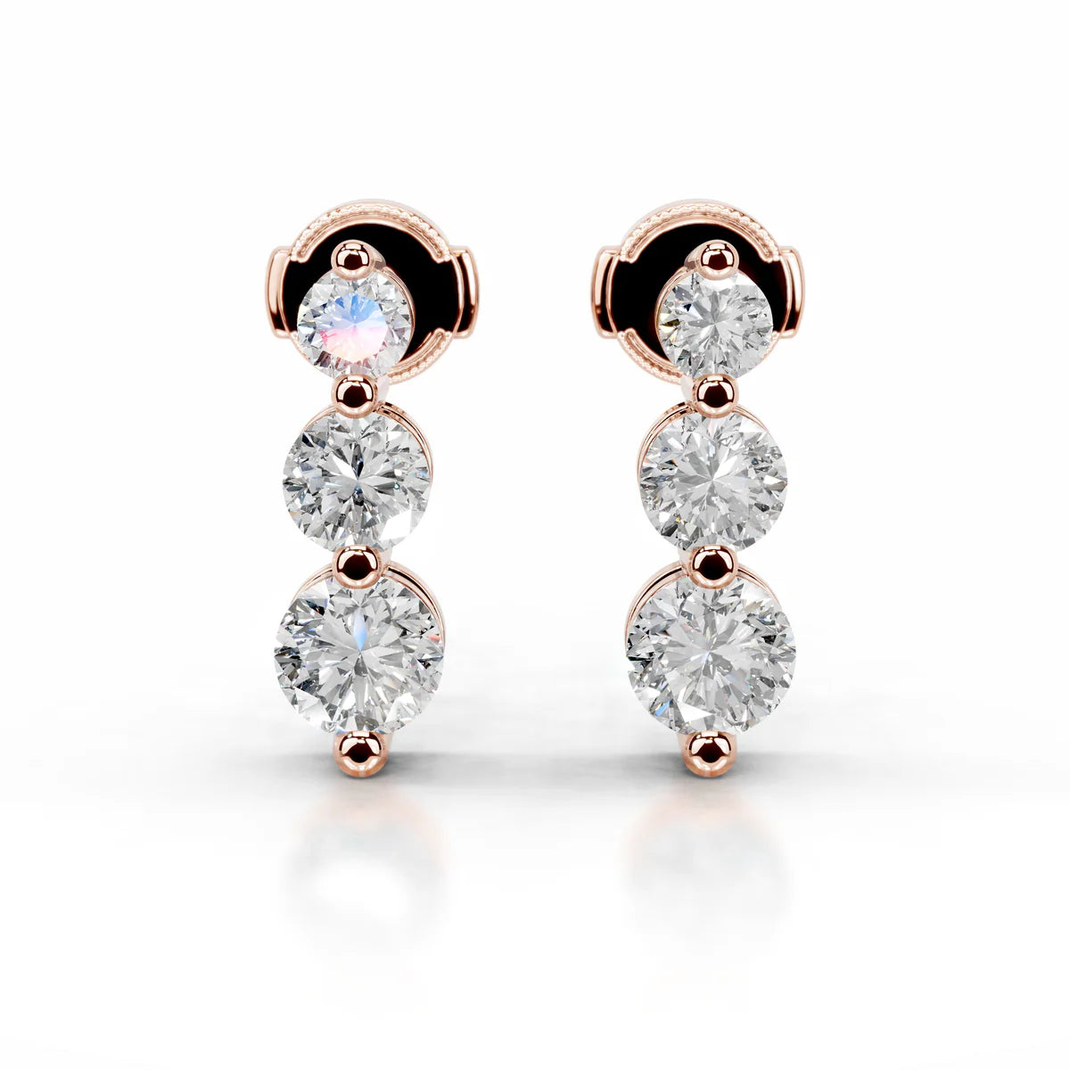 Rose :: luxury cascading diamond earrings lab grown 6ct white gold elegant long drop fine jewelry