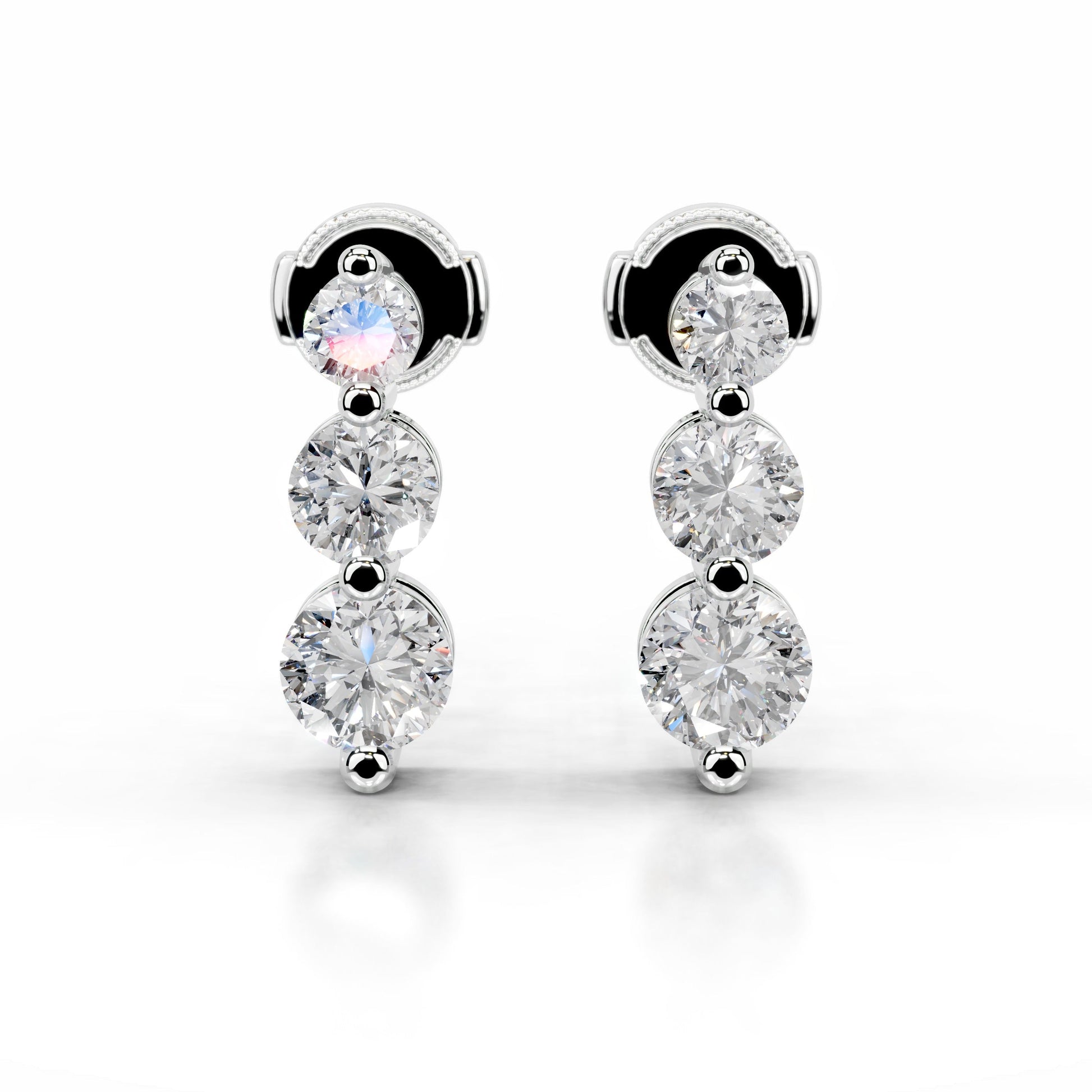 White :: 6 carat lab grown diamond drop earrings cascading design white gold luxury statement fine jewelry for women