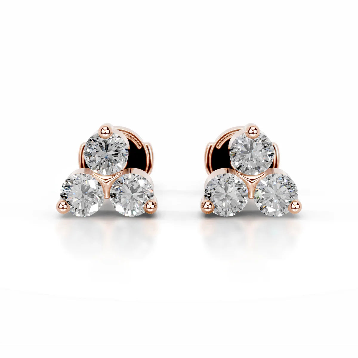 Rose :: everyday luxury diamond stud earrings lab grown 0.60 carat round white gold elegant design