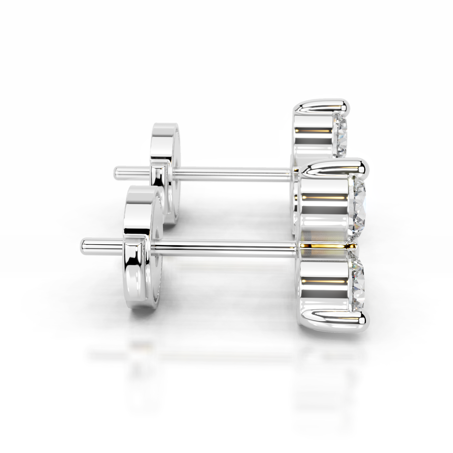 White :: classic round diamond studs lab grown 0.60ct white gold timeless solitaire everyday jewelry