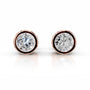 Rose :: classic round diamond studs lab grown 3ct bezel setting white gold premium elegant earrings
