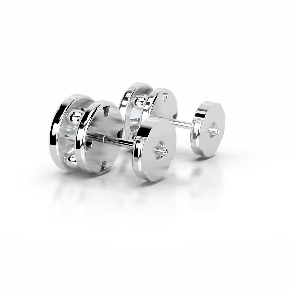 White :: round lab grown diamond bezel earrings 14k white gold 3ct total weight IGI certified fine jewelry gift for her