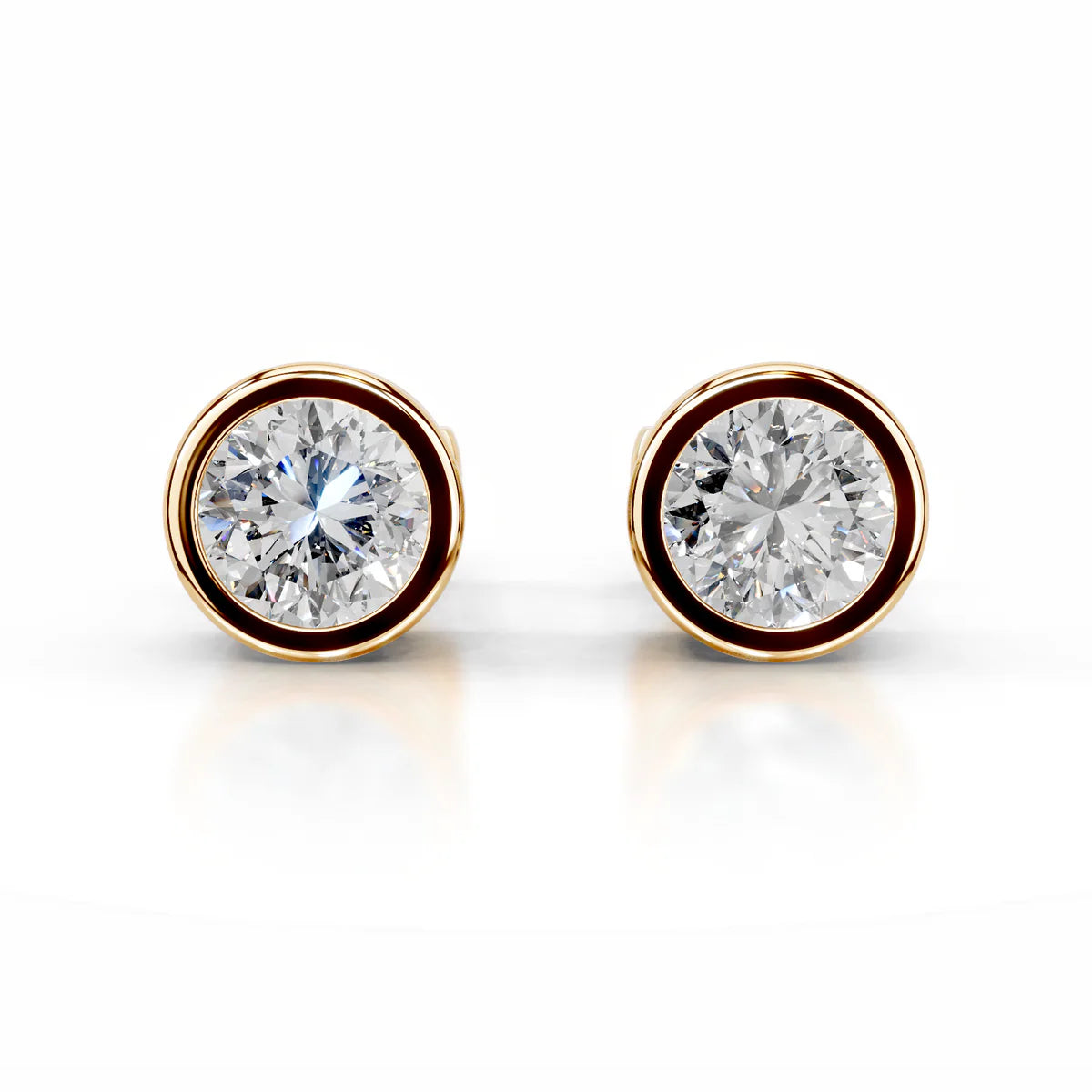 Yellow :: IGI certified 3 carat lab grown diamond earrings round bezel studs white gold fine jewelry bridal gift