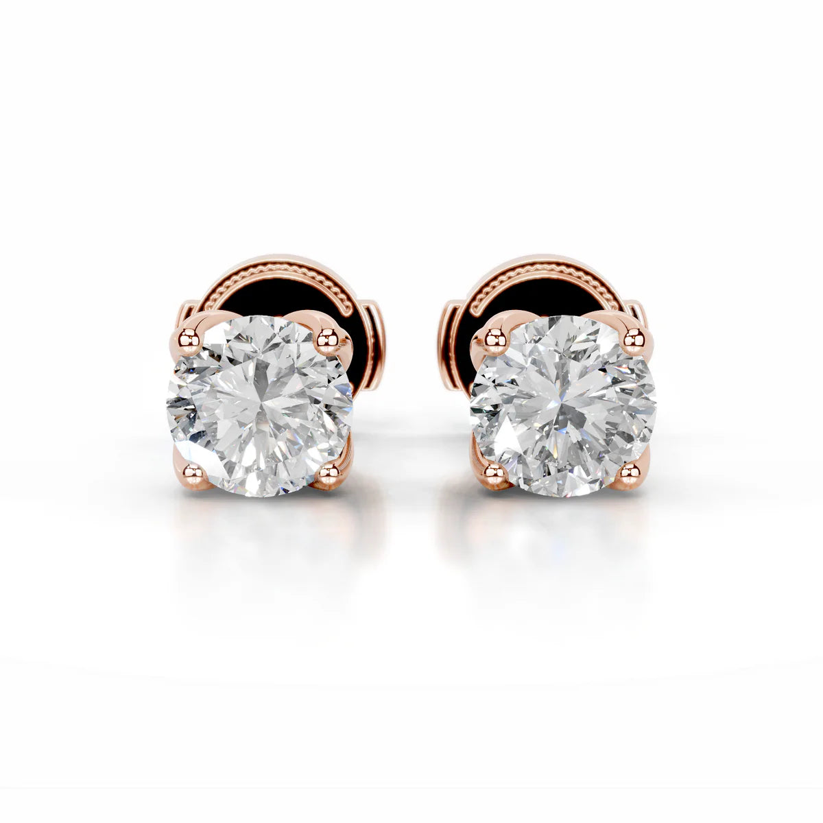 Rose :: round diamond earrings lab grown eco friendly fine jewelry gift