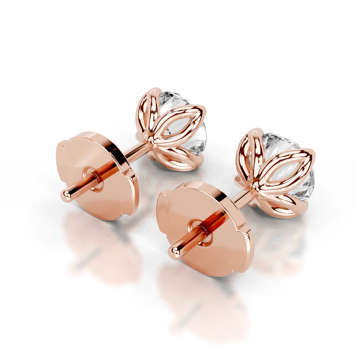 Rose :: elegant round diamond studs lab grown modern luxury design