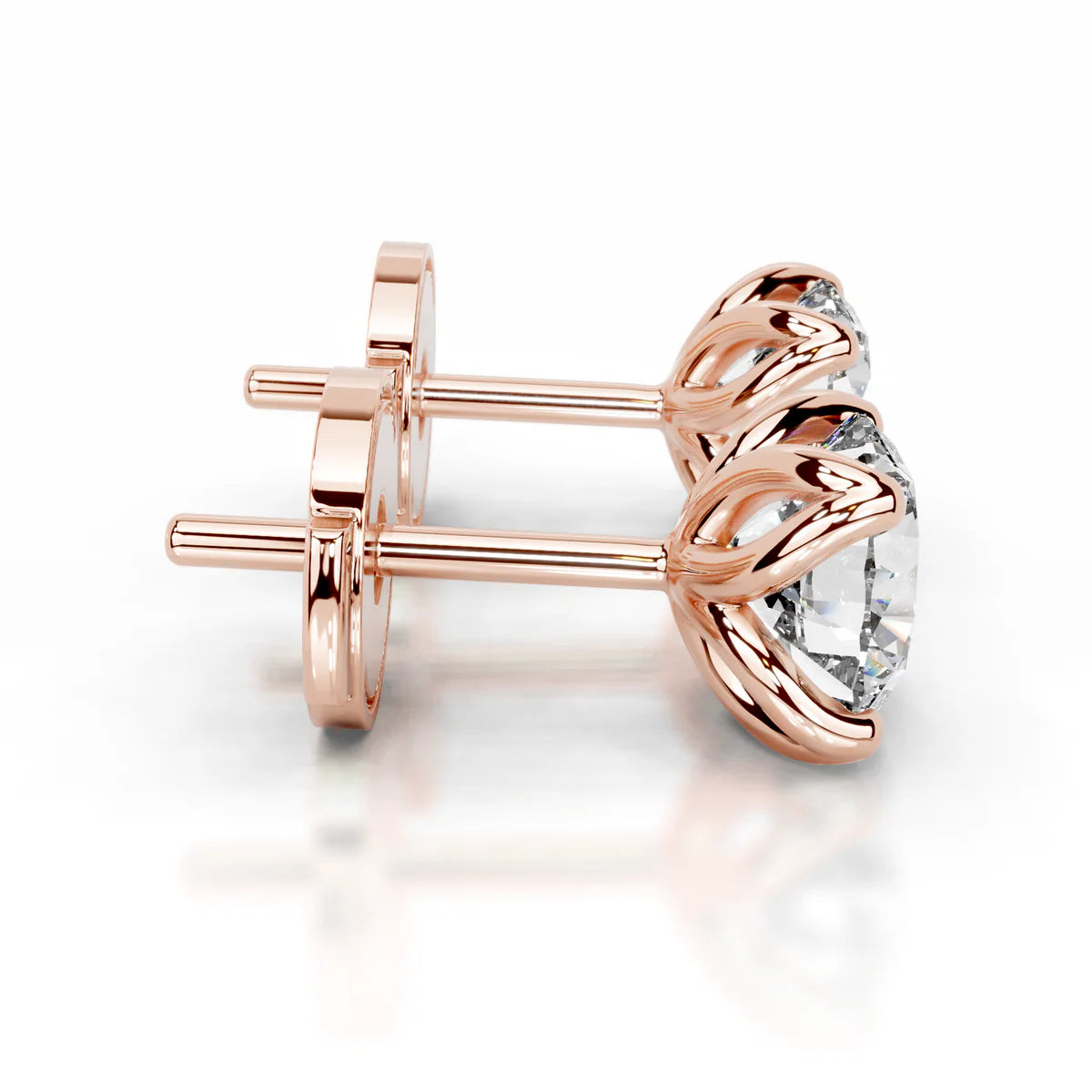 Rose :: round lab diamond earrings detailed sparkle close up view