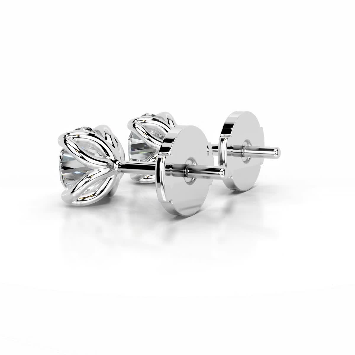 White :: lab grown diamond studs round cut luxury fine jewelry for women