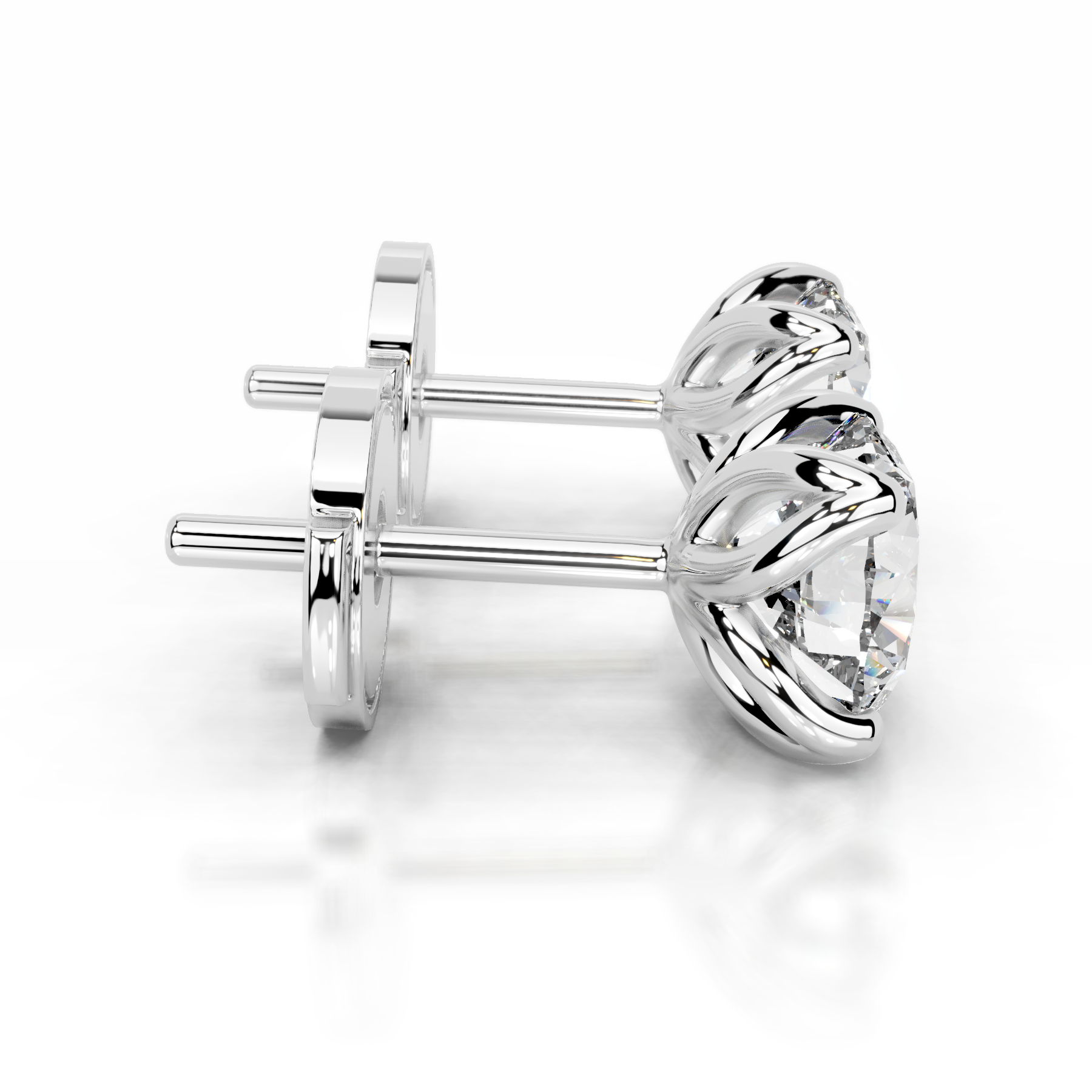 White :: round cut diamond stud earrings lab grown premium sparkle jewelry