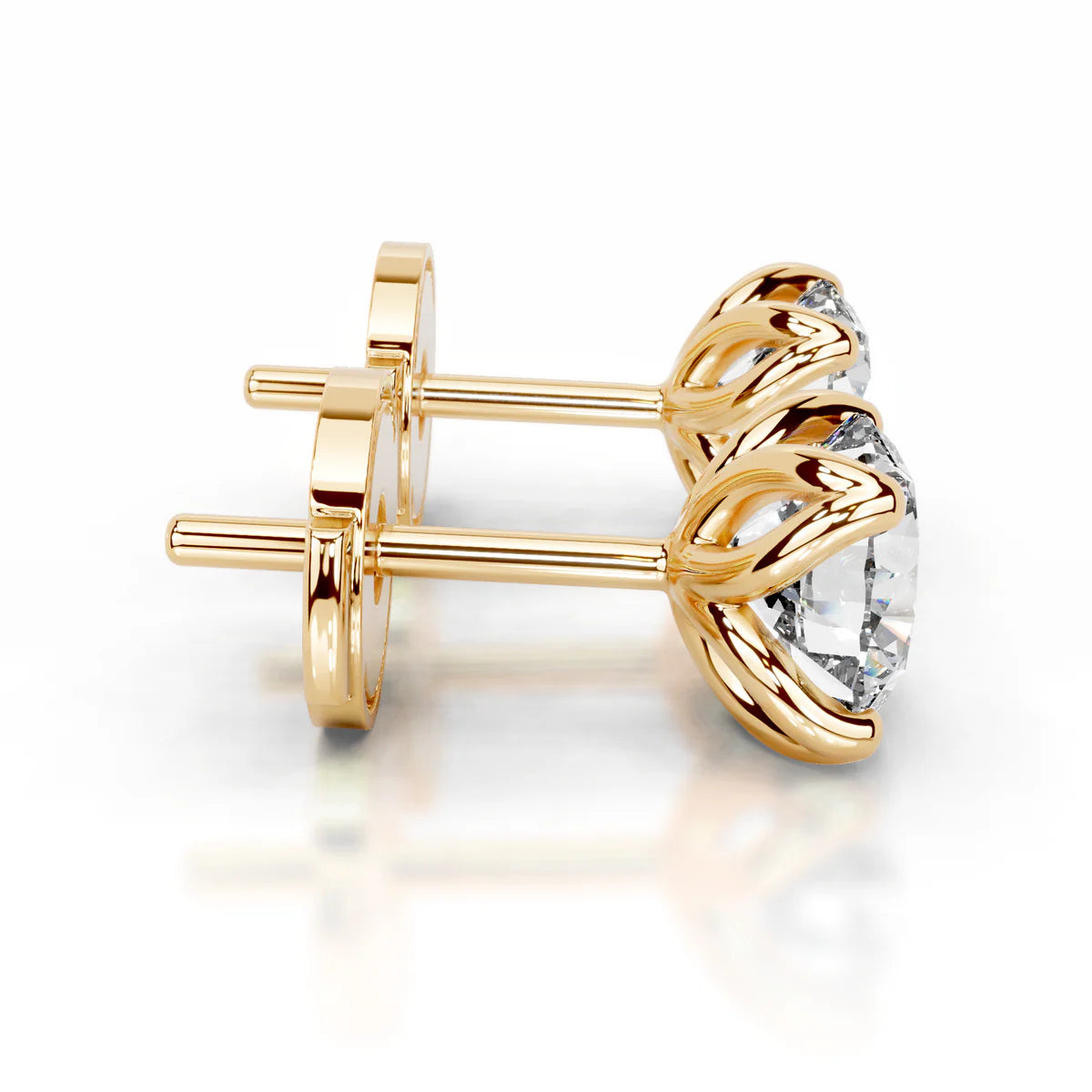 Yellow :: round lab grown diamond earrings silver gold platinum options