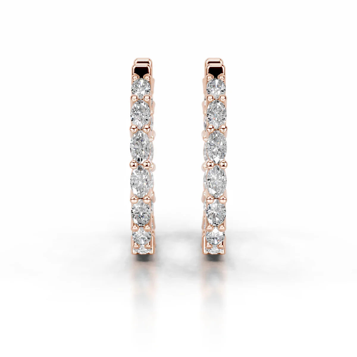 Rose :: :: designer lab grown diamond hoop earrings 4.30 carat inside out white gold refined luxury jewelry