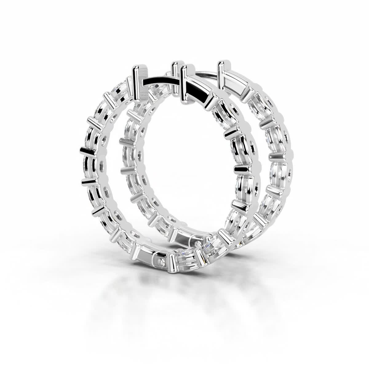 White :: 4.30 carat lab grown diamond hoop earrings inside out design white gold luxury statement fine jewelry for women