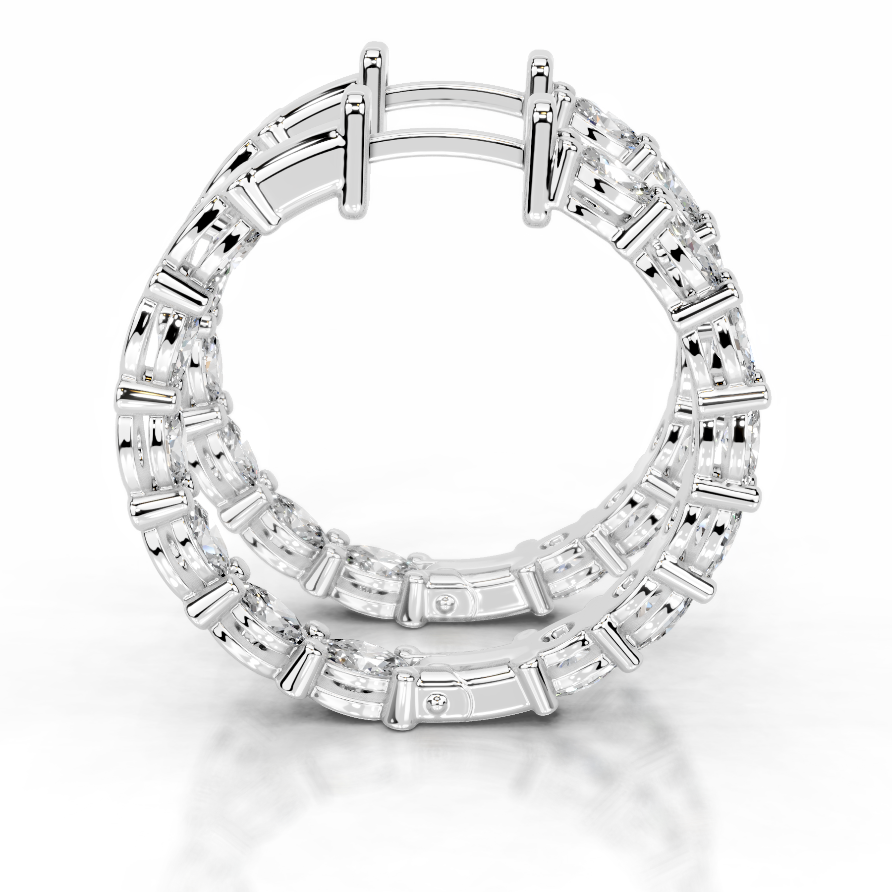 White :: inside out diamond hoop earrings lab grown 4.30 carat white gold high brilliance statement earrings