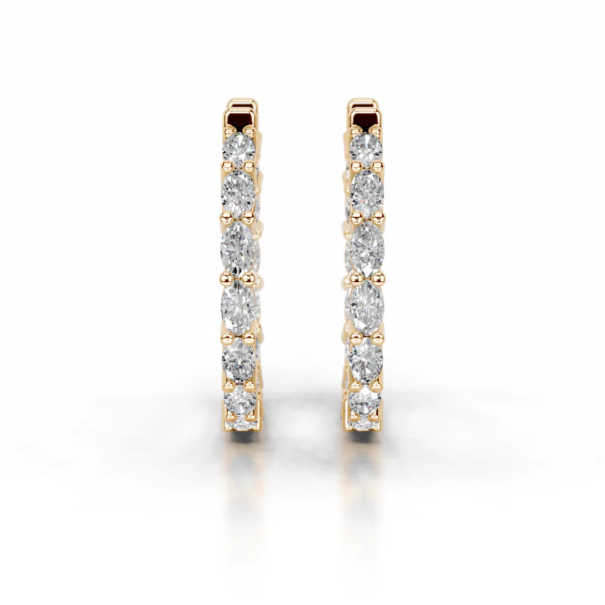 Yellow :: statement diamond hoop earrings lab grown 4.30 carat total weight white gold premium glamorous jewelry