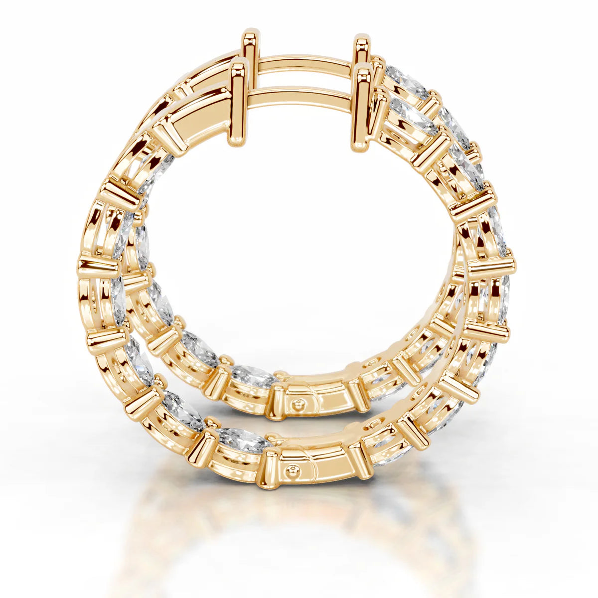 Yellow :: high brilliance lab grown diamond hoop earrings 4.30ct white gold modern luxury statement piece