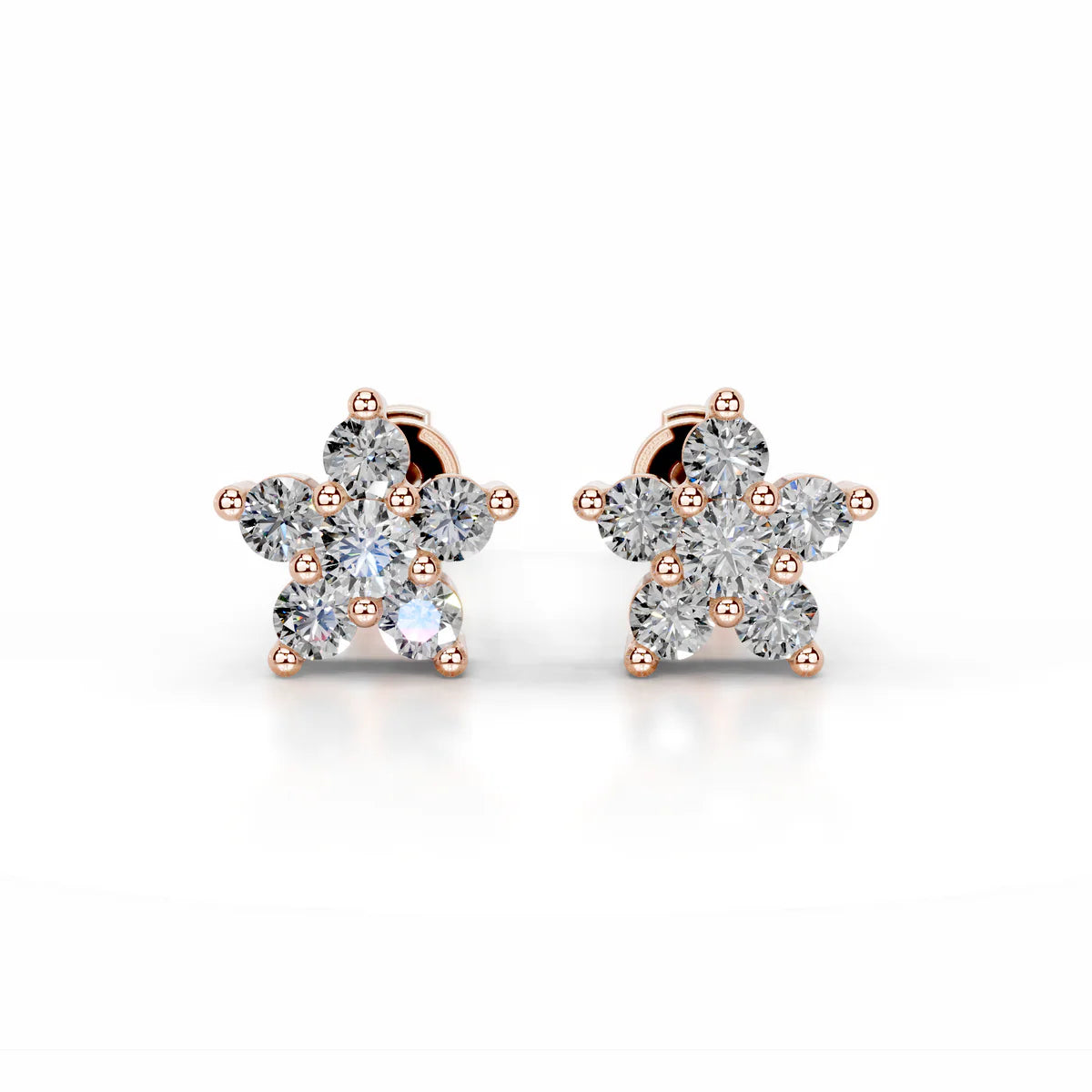 Rose :: premium lab grown diamond cluster earrings 0.30ct white gold round multi stone elegant design