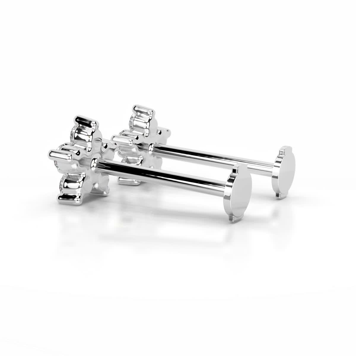 White :: round cluster lab grown diamond stud earrings 0.30ct total weight white gold illusion sparkle fine jewelry