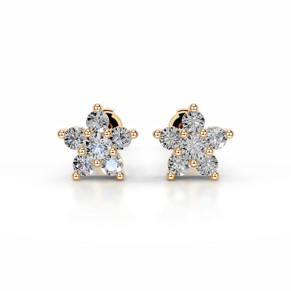 Yellow :: elegant cluster diamond stud earrings lab grown 0.30 carat white gold brilliant sparkle design