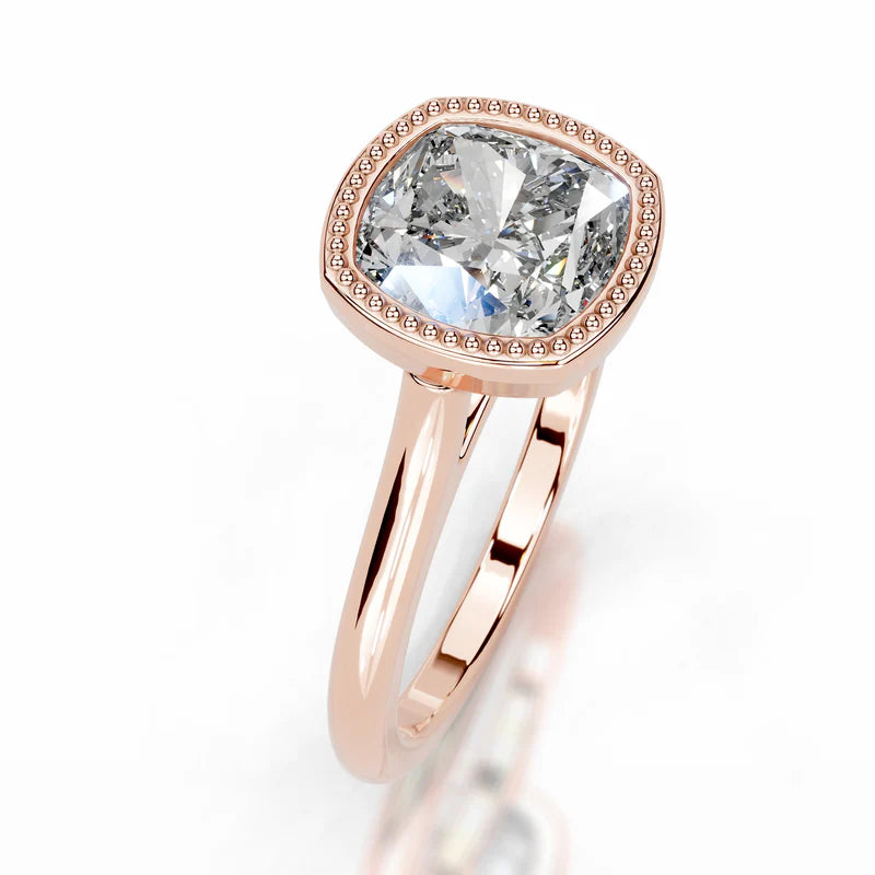 Rose :: premium cushion lab diamond solitaire engagement ring IGI certified ring