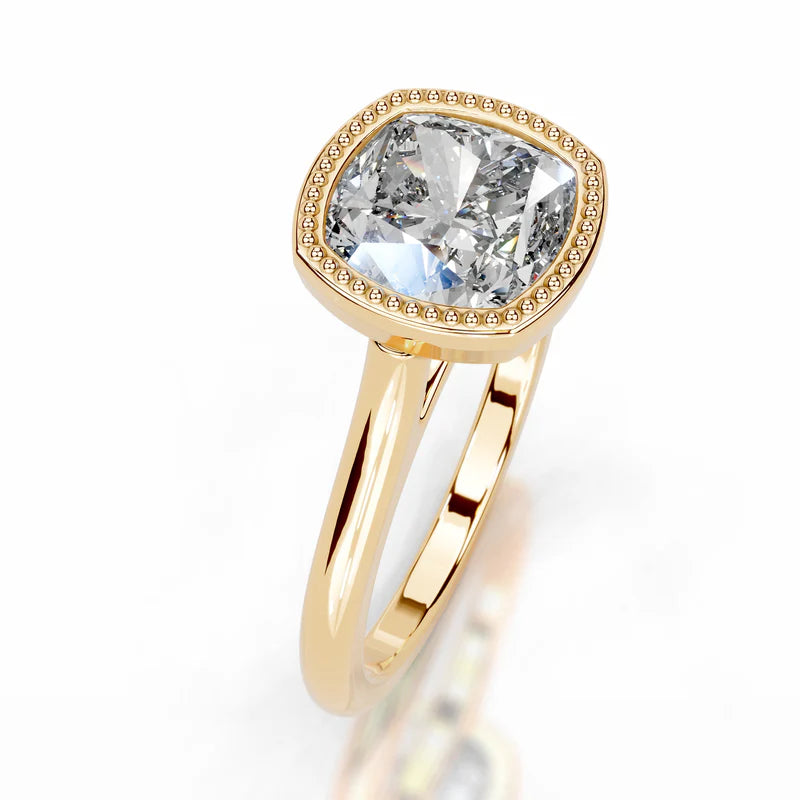 Yellow :: sustainable cushion lab grown diamond engagement ring solitaire design