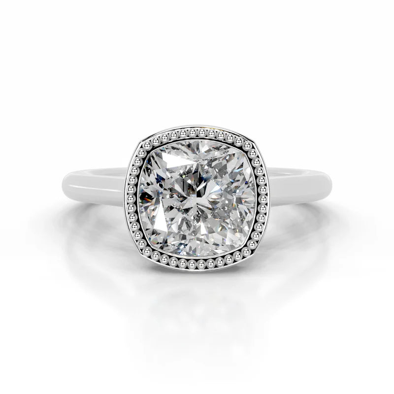 White :: Velmique square cushion solitaire lab grown diamond engagement ring IGI certified