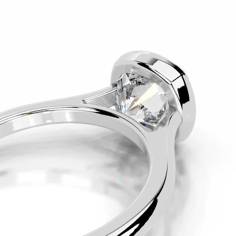 White :: square cushion lab grown diamond solitaire engagement ring sparkle white gold band