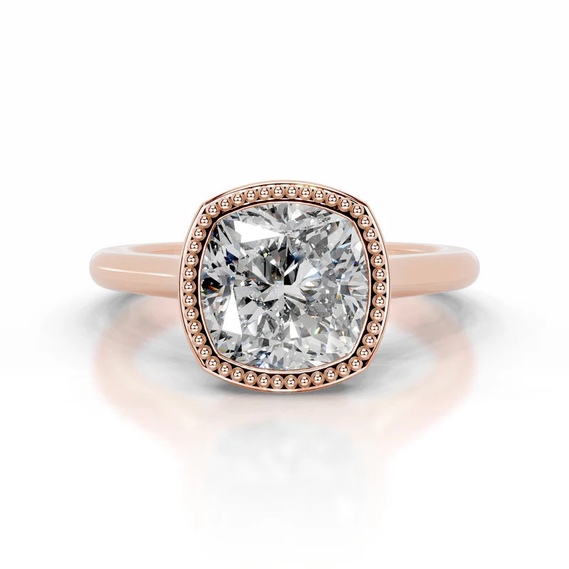 Rose :: luxury cushion lab diamond solitaire engagement ring fine jewelry bridal ring
