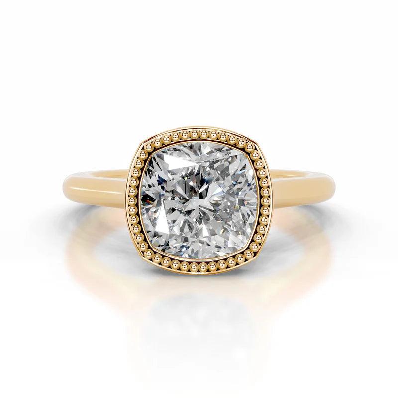 Yellow :: handcrafted cushion solitaire lab diamond engagement ring luxury fine jewelry
