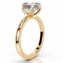 Yellow :: side profile asscher hidden halo lab grown diamond ring yellow gold setting