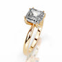 Yellow :: close up asscher lab diamond hidden halo ring yellow gold classic vintage look