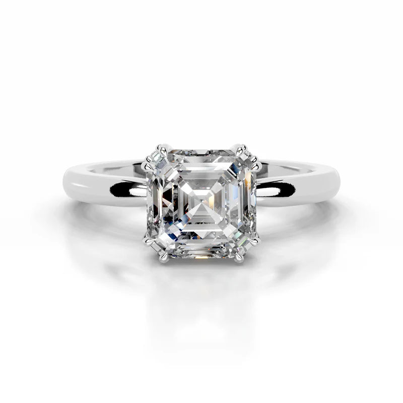White :: Lunmora asscher hidden halo lab grown diamond engagement ring IGI certified white gold