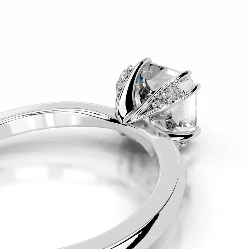 White :: elegant asscher cut lab diamond engagement ring white gold hidden halo design
