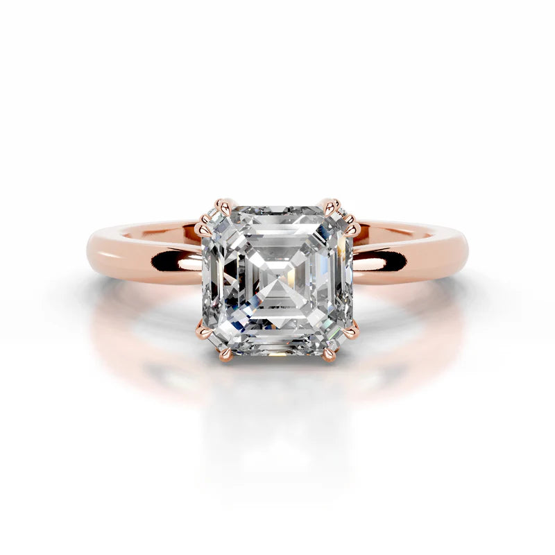 Rose :: Lunmora asscher hidden halo lab grown diamond engagement ring IGI certified rose gold