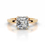 Yellow :: Lunmora asscher hidden halo lab grown diamond engagement ring IGI certified yellow gold