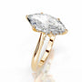 Yellow :: close sparkle marquise cut lab grown diamond hidden halo ring detail