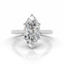 White :: Neravella marquise hidden halo lab grown diamond engagement ring IGI certified