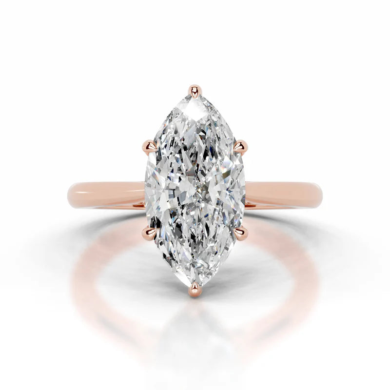 Rose :: side profile marquise hidden halo lab grown diamond engagement ring