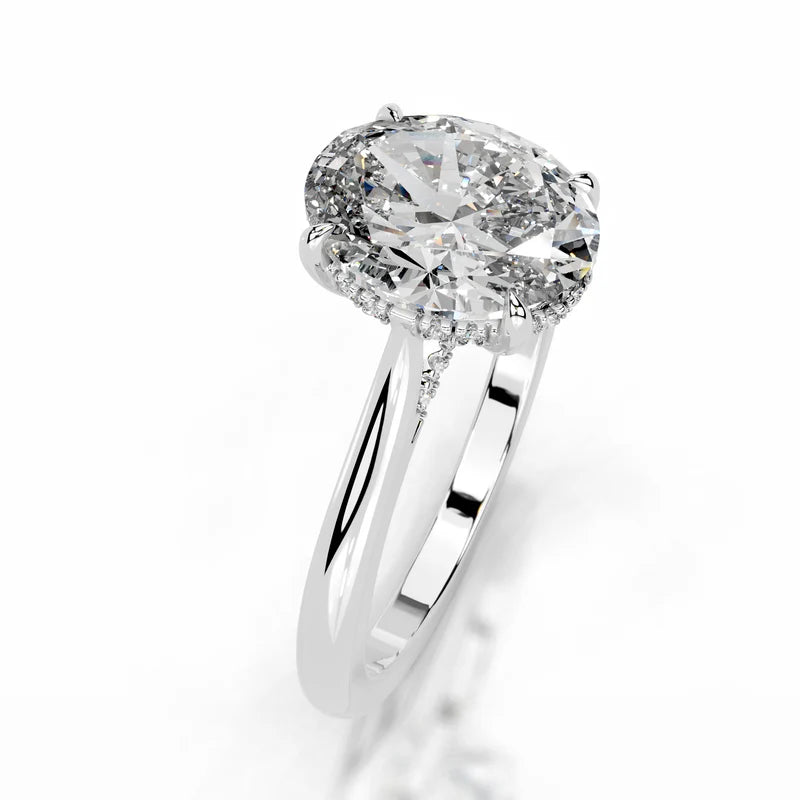 White :: luxury oval lab diamond hidden halo engagement ring fine jewelry bridal ring