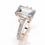 Rose :: modern emerald cut lab grown diamond three stone engagement ring luxury design