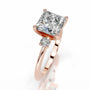 Rose :: modern princess cut lab grown diamond three stone engagement ring luxury design