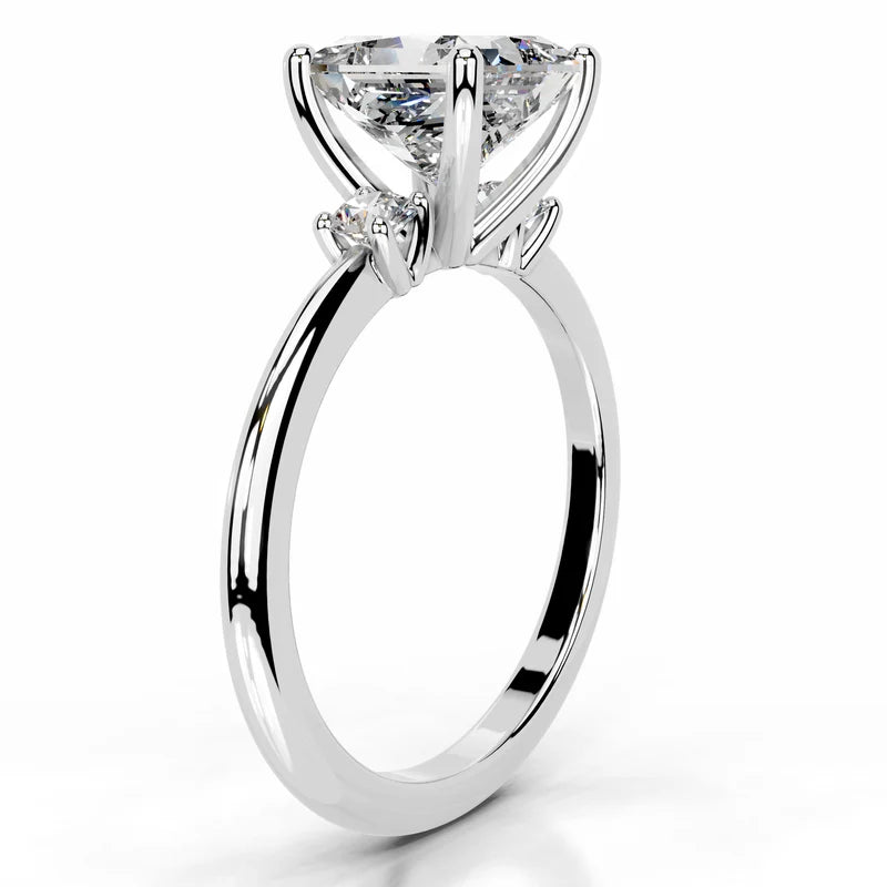 White :: IGI certified princess lab diamond three stone ring luxury engagement ring