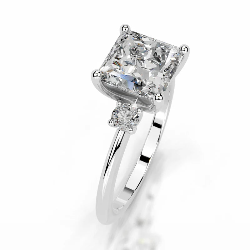 White :: IGI certified princess lab diamond three stone ring luxury engagement ring