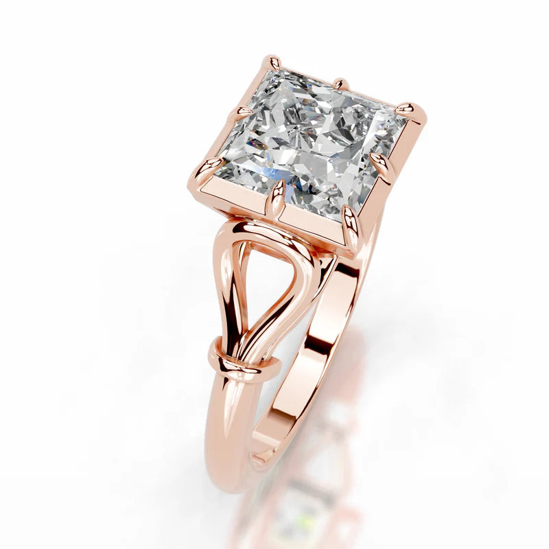 Rose :: premium princess lab diamond solitaire engagement ring IGI certified ring